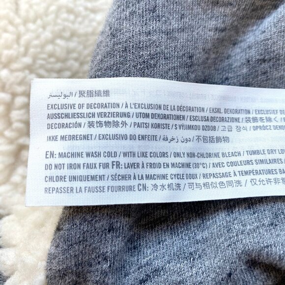 Abercrombie & Fitch Mens M Gray Full-Zip Sherpa Lined Hoodie Jacket Heavyweight - Picture 9 of 13